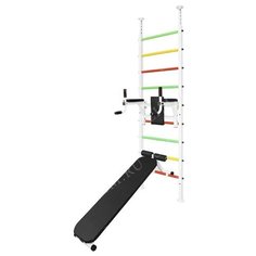 Шведская стенка Враспор с брусьями и скамьей Asta52 Белая