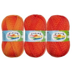 Пряжа Alpina Romantic, 100% шерсть, 5*100 г, 300 м+-15 м, №03, желтый, оранжевый