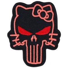 Нашивка (шеврон, патч) на термослое, Стежкофф, "Kitty punisher", 8,5x7 см, 1 штука