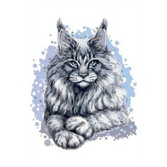 Картина по номерам на холсте Роскошный кот (кошка, мейн кун) - 8982 В 60x40