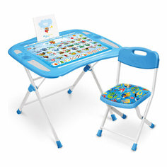Комплект детской мебели NIKA (Ника) стол и стул, Азбука, синий