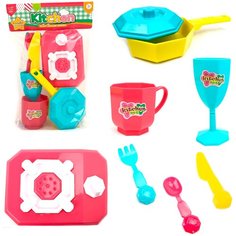 Игрушечный кухонный набор посуды с плитой Kitchen, 8 предметов, набор посуды, детская посудка, 26х17х6 см ТехноК