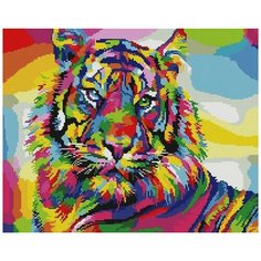 Алмазная мозаика "Радужный тигр", 40x50 см, Арт Фея
