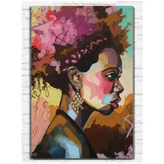 Картина по номерам на холсте красочная афроамериканка - 9360 В 60x40