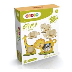 Конструктор Африка Woody, конструктор деревянный, животные, фоторамка, учим цвета и цифры