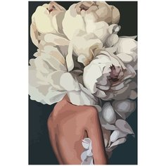 Картина по номерам на холсте Портрет девушки с цветком - 909 40X60