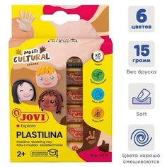 Пластилин на растительной основе, 6 цветов, 90 г, JOVI Multicultural, телесная палитра, европодвес, для малышей./В упаковке шт: 1