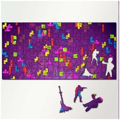 Пазл из дерева с фигурками, 230 деталей, 46х23 см игры Tetris Tetris, Тетрис, головоломка, Сега, 16 bit, 16 бит, ретро приставка - 5655 Puzzle Wood