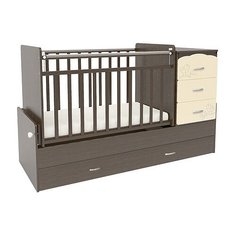 Кроватка СКВ-Компани 95103х Птички, трансформер, поперечный маятник, венге/бежевый