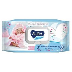 AURA Влажные салфетки для детей ULTRA COMFORT с алоэ и витамином Е 100 шт с крышкой/12