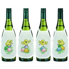 Фартучки на бутылки, набор для вышивания Пасхальные цыплята Permin