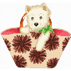Набор для вышивания крестом Белоснежка "Щенок в сумке" / Набор для вышивания крестиком 17х18.5 см / Животные / Собака / Сумка