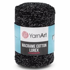 Пряжа для вязания YarnArt Macrame cotton Lurex 250гр 205м (75% хлопок, 13% полиэстер, 12% металлик) (723 черное серебро), 4 мотка