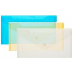 Папка конверт на кнопке С6 224x119мм, 180мкм, Attache ассорти, 10шт. уп.