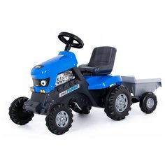 Каталка-трактор с педалями "Turbo" (синяя) с полуприцепом, 127.5х49х66.5 см Полесье