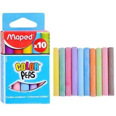 Мелки цветные Maped Color Peps, в наборе 10 штук, круглые, специальная формула «без грязи»