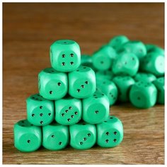Кубик игральный 1.5х1.5х1.5 см, цветной, зеленые Гелий