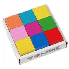 Деревянные кубики «Мини» 9 шт, 2.7 × 2.7 см, цвета микс, Томик