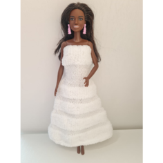 Платье для кукол «MiniFormy» «Белое объёмное». Рост 29-30 см. (Барби, Ася)