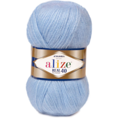 Пряжа Alize Angora Real 40, 40 % шерсть, 60 % акрил, 100 г, 430 м, 5 шт., 40 голубой