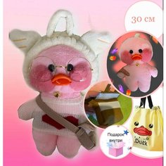 Утка мягкая игрушка антистресс (Лалафанфан) Lalafanfan Duck 30 см + Подарочный пакет, розовая