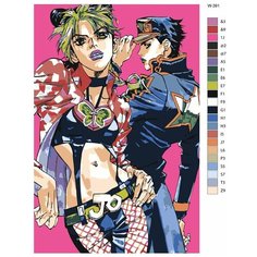 Картина по номерам W-391 "Аниме - невероятное приключение ДжоДжо. Джолин Куджо и Джотаро Куджо" 80x120 Brushes Paints