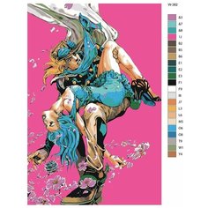 Картина по номерам W-382 "Аниме - невероятное приключение ДжоДжо. Люси Стил и Джайро Цеппели" 80x120 Brushes Paints