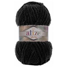 Пряжа Alize Softy plus черный (60), 100%микрополиэстер, 120м, 100г, 1шт