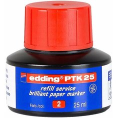Чернила edding PTK25, для заправки, пигментные, капиллярная система, 25 мл Красный