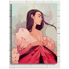 Картина по номерам Девушка в платье - 8995 В 30x40