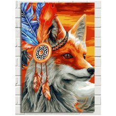 Картина по номерам красочный лис (лиса, закат, рассвет) - 9000 В 60x40
