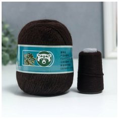 Пряжа "Mink wool" 90% пух норки,10% полиамид 350м/50гр + нитки (815 шоколад) Menca