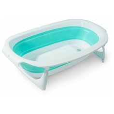 Ванночка детская для купания новорожденных малышей складная на ножках Sunno со сливом, голубая 73х45х18,5 см Fresh Store