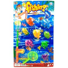Игровой набор для ванной рыбалка Fishing, 10 предметов, удочка, 8 рыбок, сачок, игрушка для купания, 57х35 см Li Jia De Toys