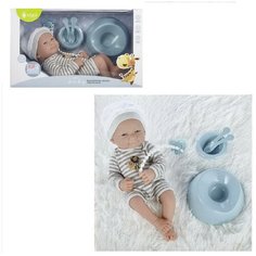 Пупс JUNFA Pure Baby, в комбинезоне и шапочке, 35 см