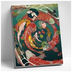 Картина по номерам на холсте с подрамником Molly "Японская гравюра", Раскраска 40x50 см, Абстракция Рыбы Мужчины Стили Люди