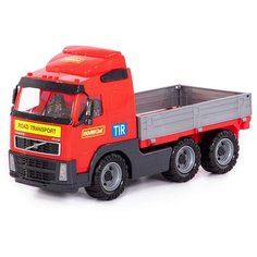 Грузовик Полесье бортовой Volvo в лотке, 58225, 45 см, красно-серый