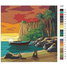Картина по номерам X-887 "Закат на берегу моря" 80х80 Brushes Paints