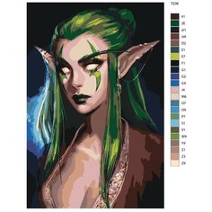 Картина по номерам Т236 "Эльф с зелёными волосами", 60x90 см Brushes Paints