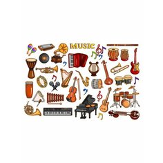 Наклейки стикеры Музыкальные инструменты