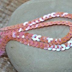 Тесьма Пайетки на нитке (упаковка 20 м) для шитья / творчества / рукоделия, размер 6 мм, цвет розовый КафеБижу