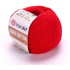 Пряжа YarnArt Baby Cotton, 50 % хлопок, 50 % акрил, 50 г, 165 м, 10 шт., 426 красный