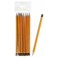 Набор карандашей чернографитных 10 штук, Koh-i-Noor 1500, H-H10, в пакете с европодвесом
