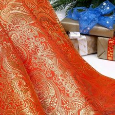 Страна Карнавалия Лоскут для рукоделия, 50 х 50 см, парча красная с жёлтым рисунком и золотом