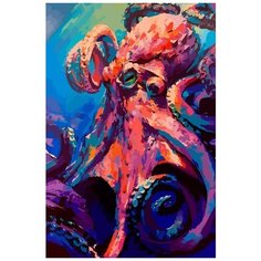Картина по номерам на холсте Красочный осьминог (Море, Океан, Животные, Тентакли, Щупальца) - 7585 В 60x40