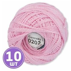 Пряжа для вязания спицами, крючком, машинного вязания Gamma Ирис классическая тонкая, 100% хлопок цвет 0202 розовый, 10 шт. по 10 г 82 м