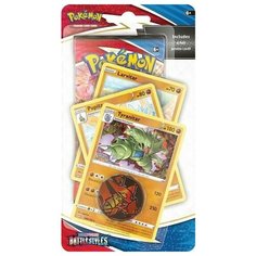 Покемон карты коллекционные: Премиум-блистер Pokemon издания Sword and Shield Battle Styles (бустер + карты Larvitar, Pupitar, Tyranitar + монетка) Nintendo