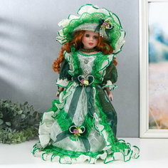 Кукла коллекционная керамика "Фрейлина Абигейл в изумрудном платье" 40 см Сима ленд