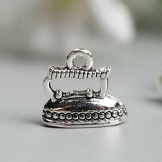 Декор для творчества металл "Утюг" серебро 1.3х1.4 см, 10 шт. Арт Узор