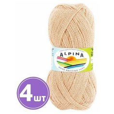 Пряжа полушерсть Alpina Альпина KLEMENT классическая тонкая, альпака/мериносовая шерсть, цвет №24 Персиковый, 300 м, 4 шт по 50 г